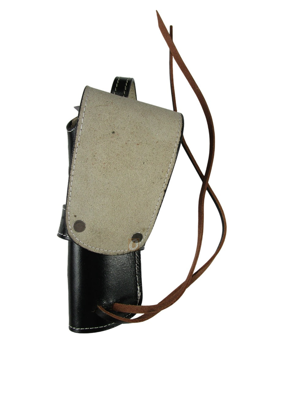 leather holster for revolver black color floral tooled back view