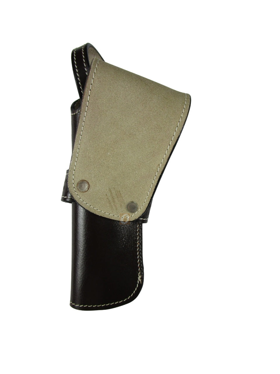 leather holster floral tooled brown color back view