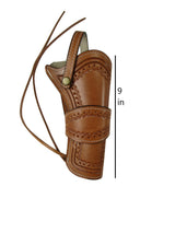leather holster for revolver tan color front view shell tooled