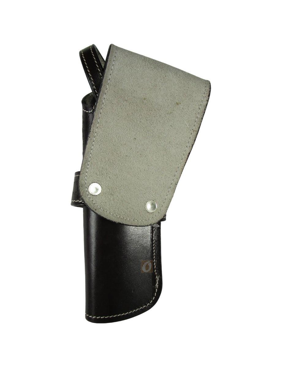leather holster for revolver brown color back view basket tooled
