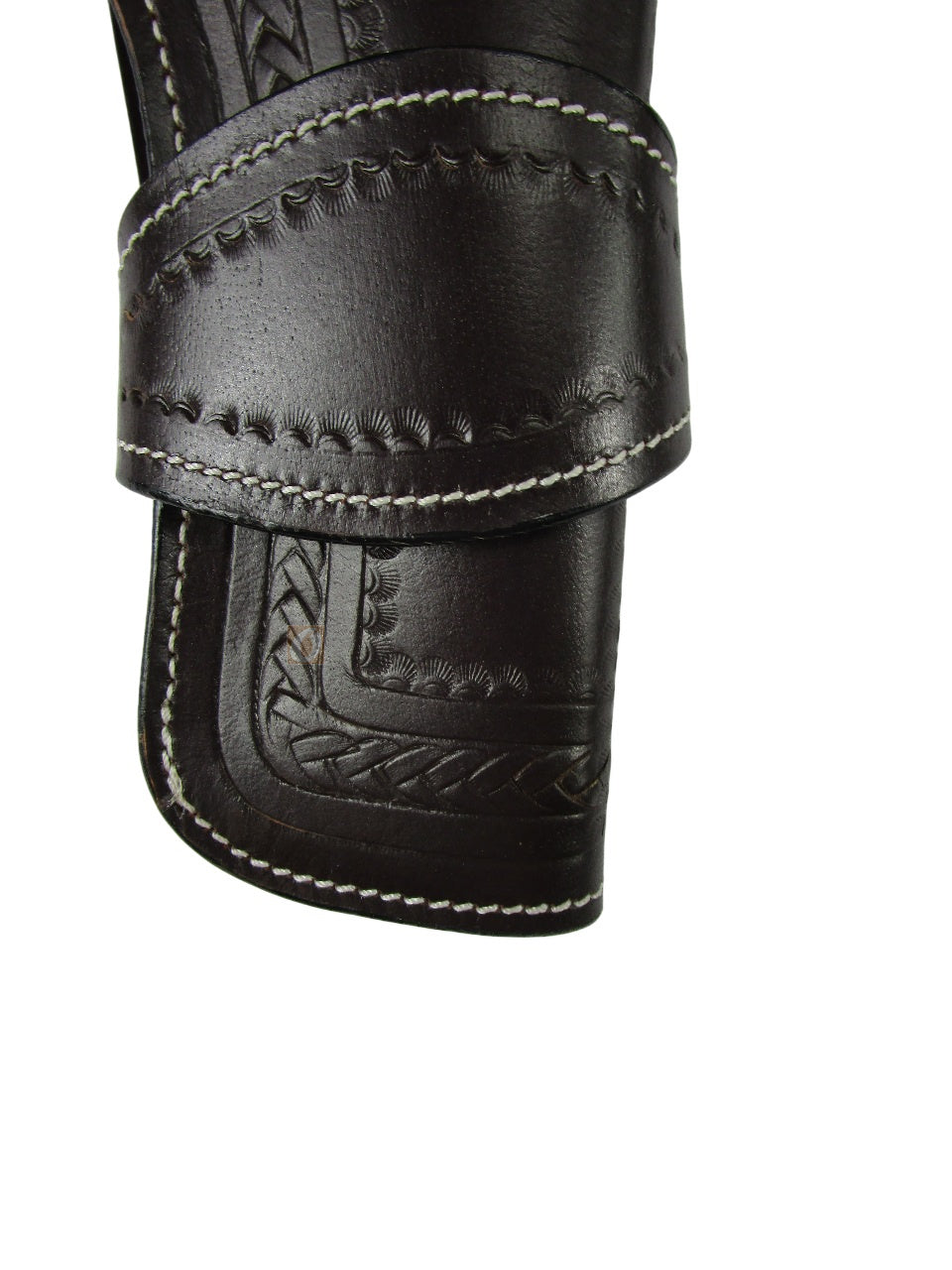 leather holster for revolver black color close view heart tooled