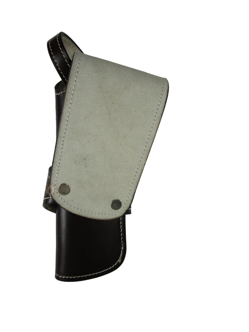 leather holster for revolver black color back view heart tooled