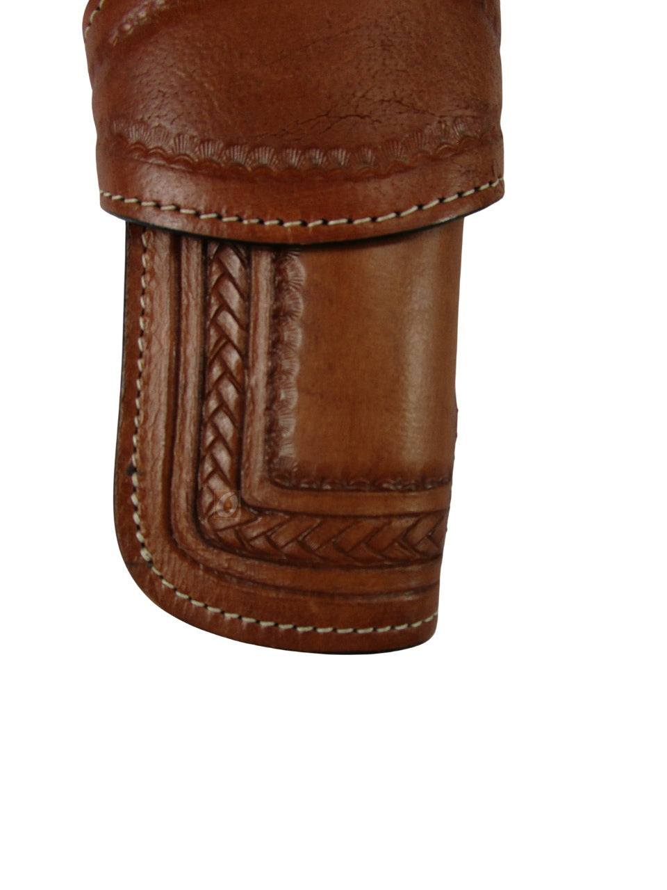 leather holster for revolver tan color close view heart tooled
