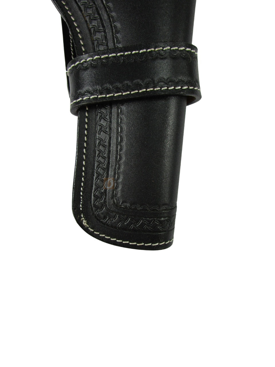 leather holster for revolver black color close view pinwheel tooled