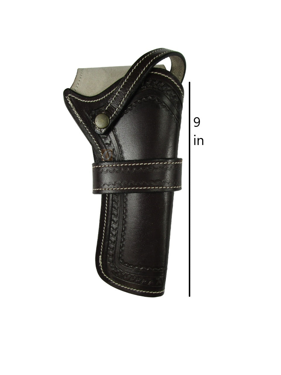 brown leather holster for revolver brown color front view pinwheel tooled