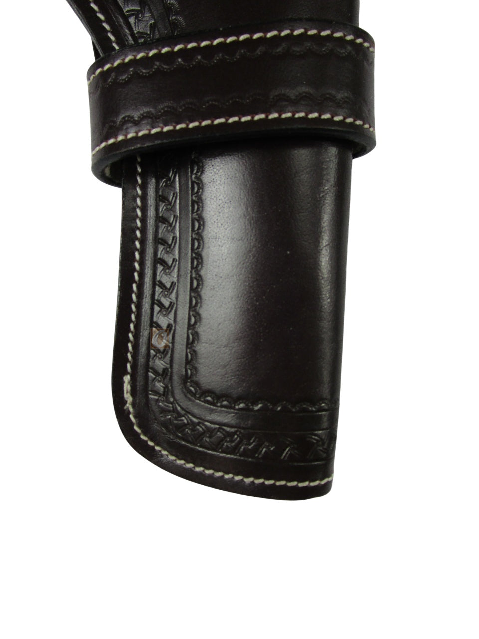 brown leather holster for revolver brown color close view pinwheel tooled