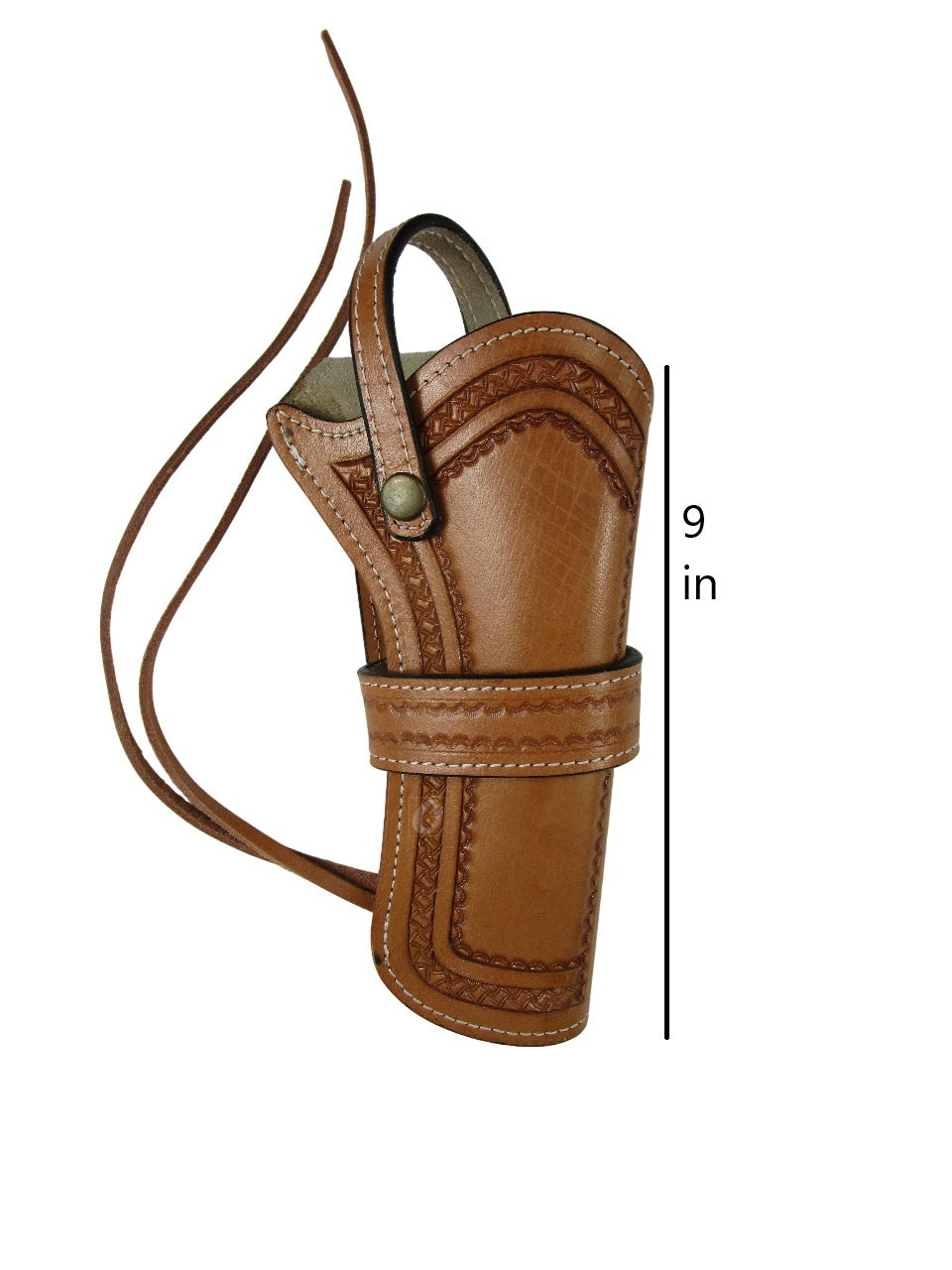 leather holster for revolver tan color full view pinwheel tooled