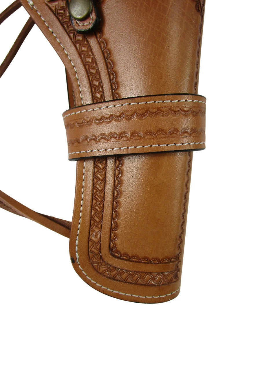 leather holster for revolver tan color close view pinwheel tooled