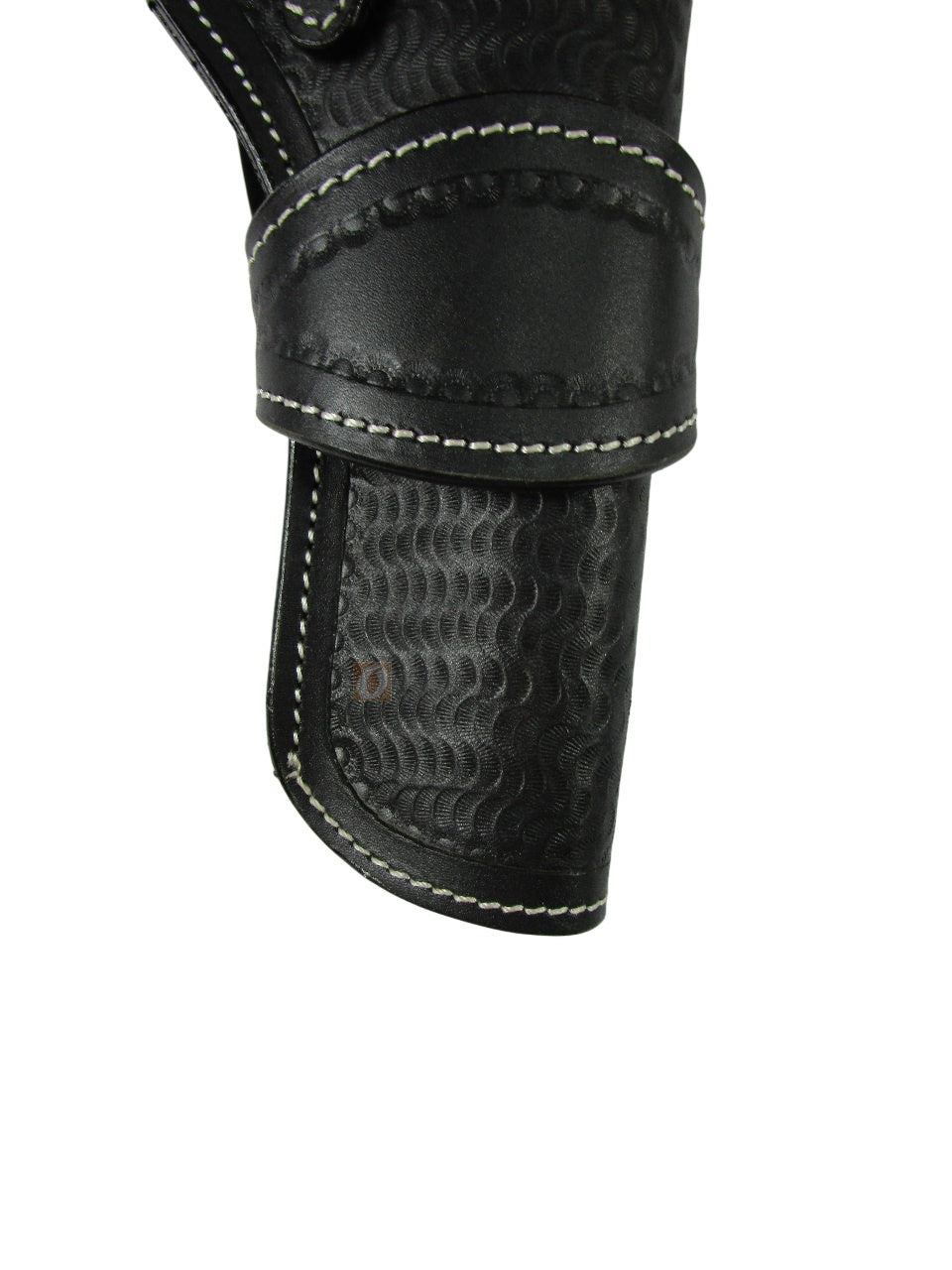 leather holster for revolver black color close view wavy tooled
