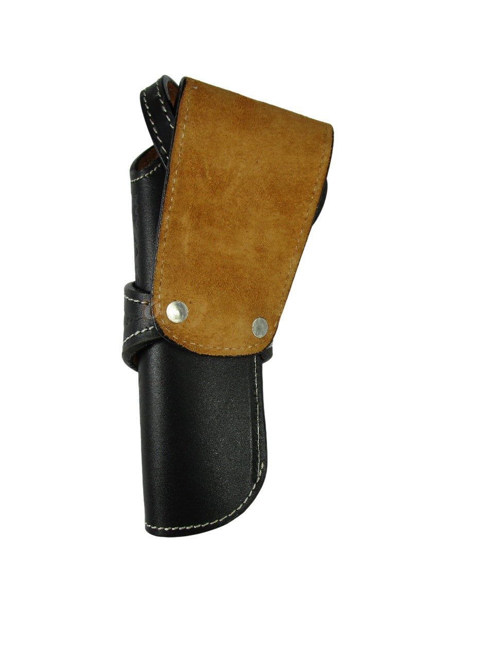 leather holster for revolver black color back view wavy tooled