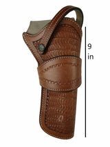 leather holster for revolver tan color close view wavy tooled