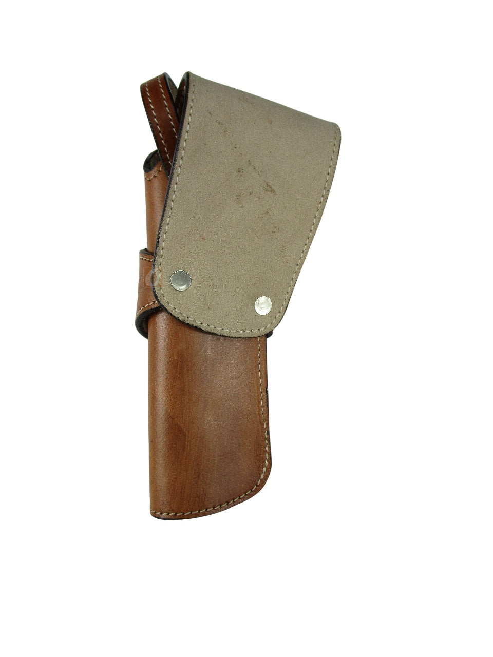 leather holster for revolver tan color back view wavy tooled