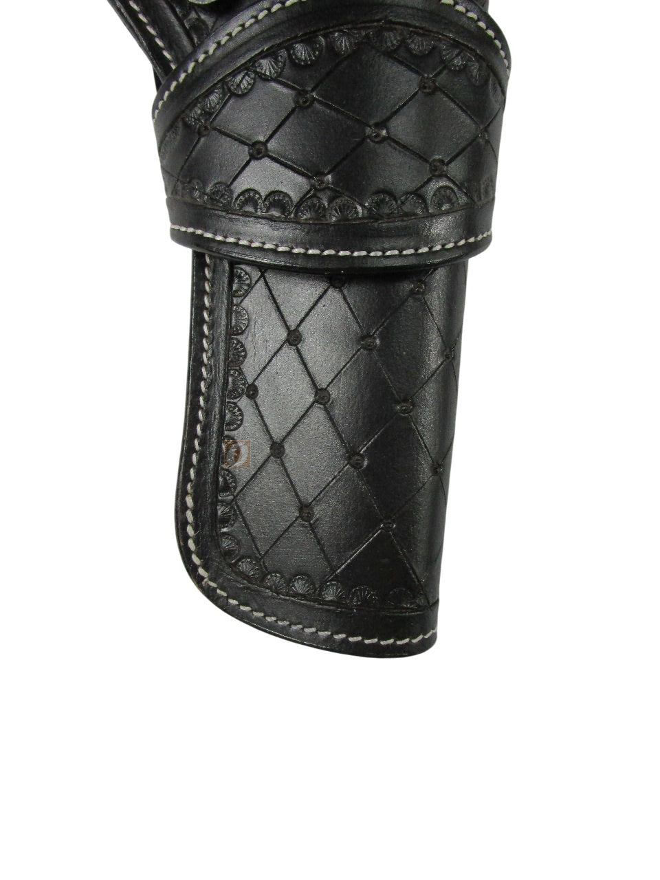 leather holster for revolver black color close view diamond tooled