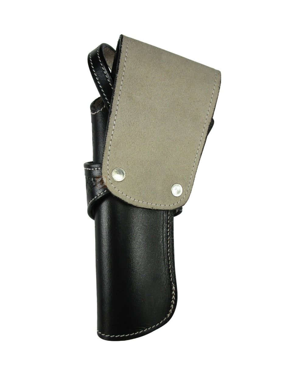 leather holster for revolver black color back view diamond tooled