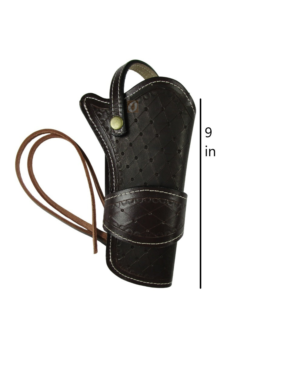 brown leather holster for revolver brown color front view diamond tooled