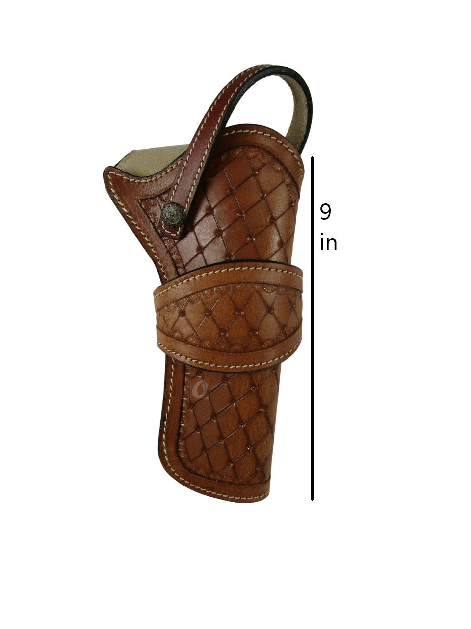 leather holster for revolver tan color front view diamond tooled