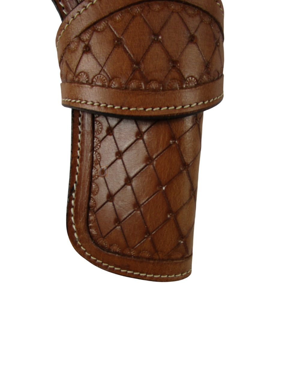 leather holster for revolver tan color close view diamond tooled