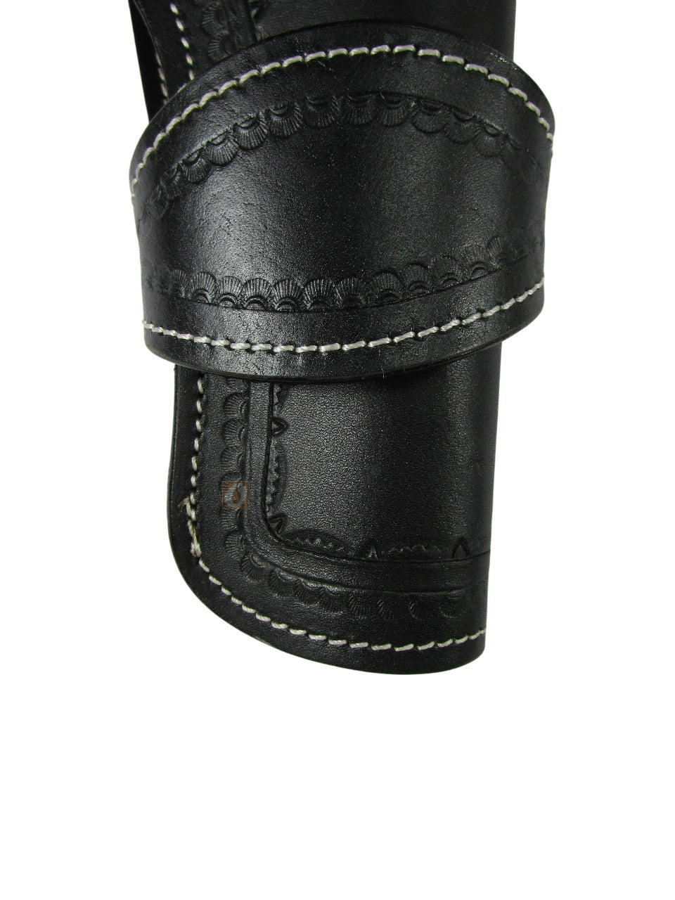 leather holster for revolver black color back view spikes tooled