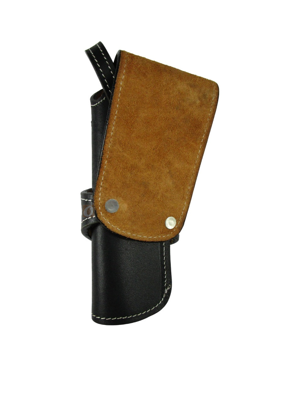 leather holster for revolver black color back view spikes tooled