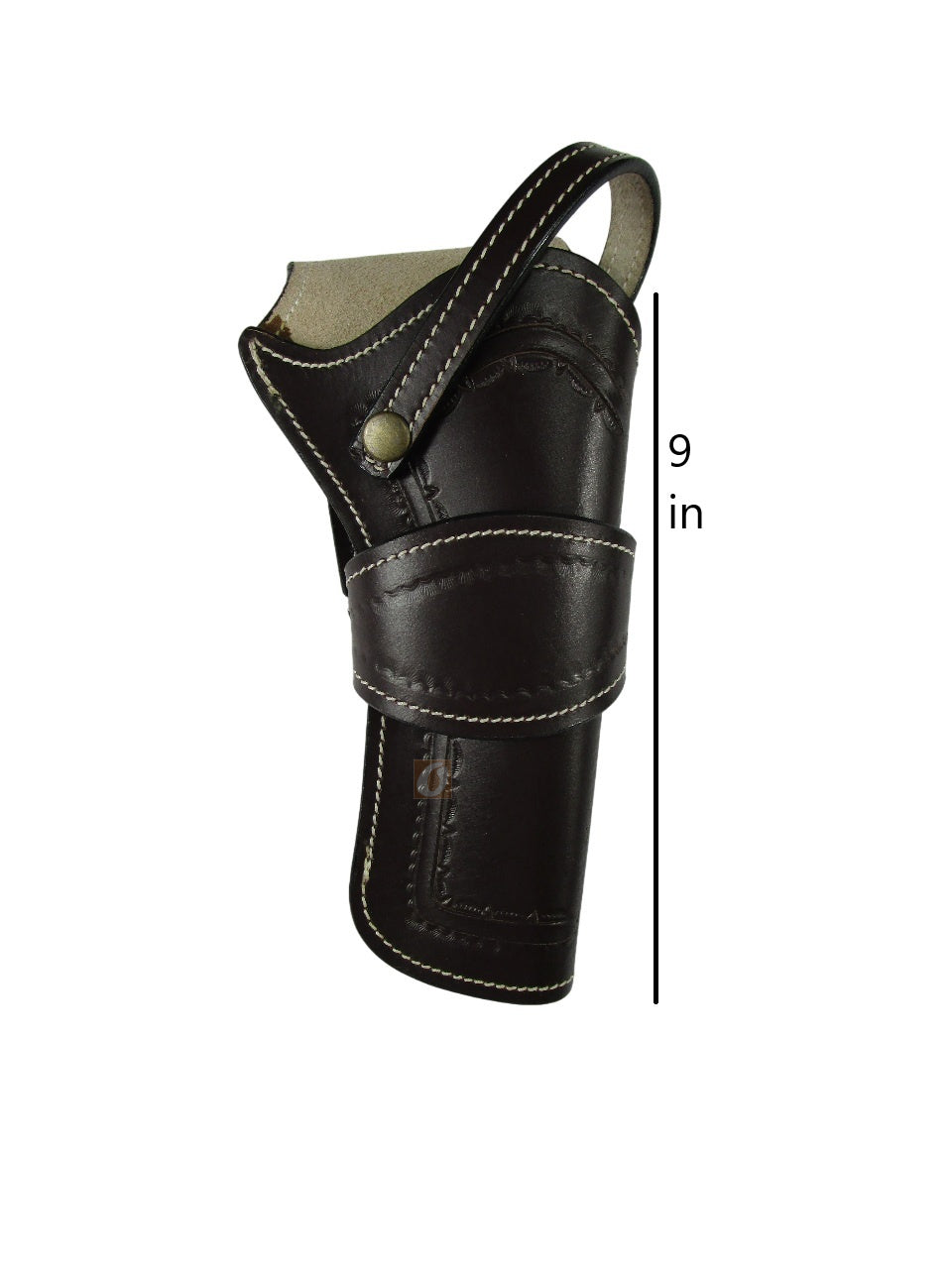 leather holster for revolver brown color front view spikes tooled
