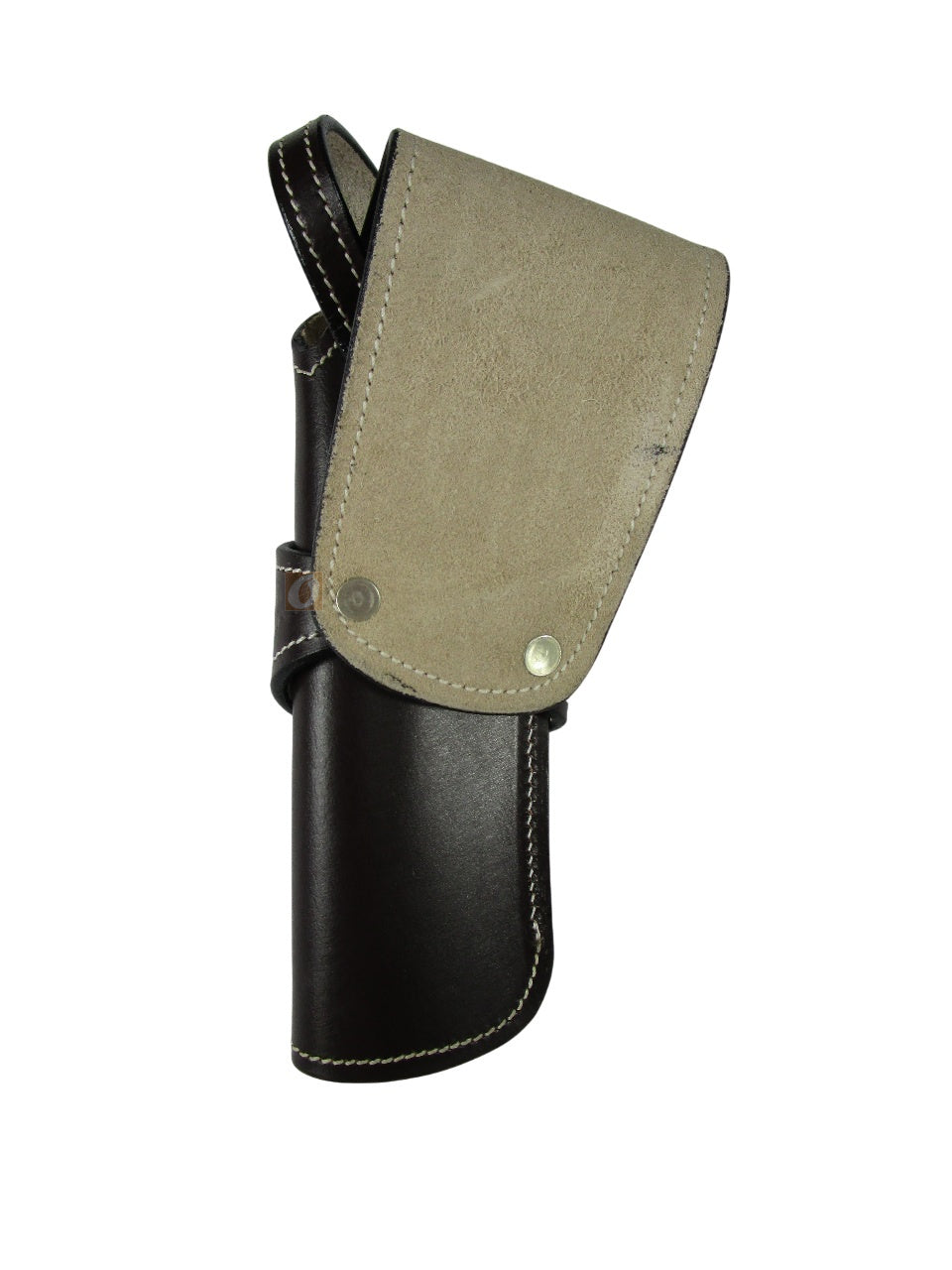 leather holster for revolver brown color spikes tooled back view