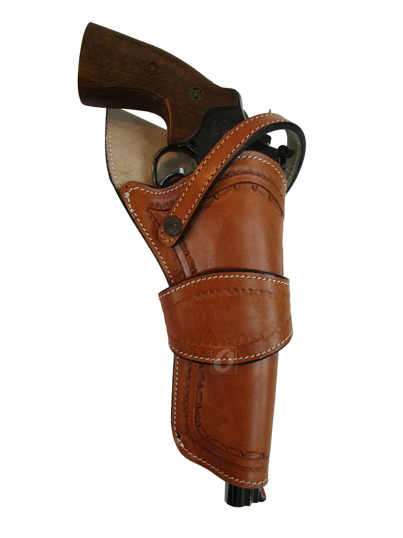 Cross Draw Holster Western Spikes Tooled Leather Long Barrel Fit