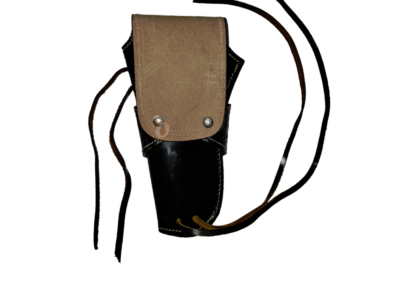 High-quality black leather holster crafted to fit long barrel revolvers, designed for everyday use and durability.