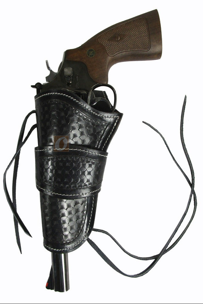 Colt Python .357 leather holster waffle tooled left handed front view
