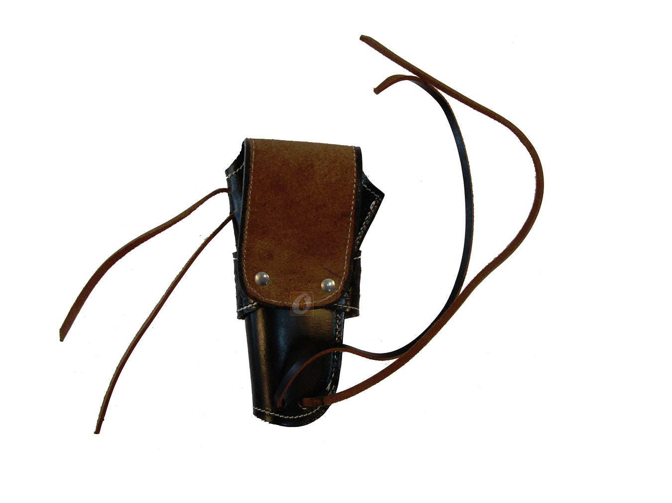 Premium black leather holster designed for revolvers, offering a classic western holster look and ideal for everyday carry.