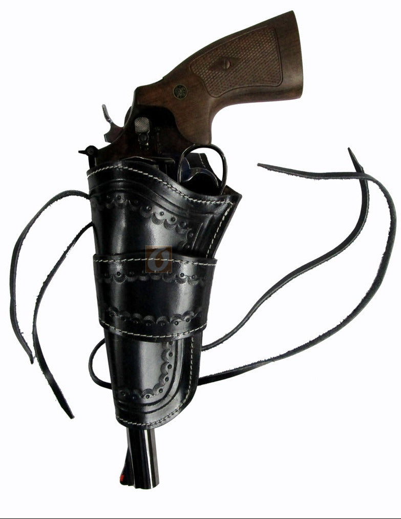 Colt Python .357 leather holster left handed shell tooled close up view