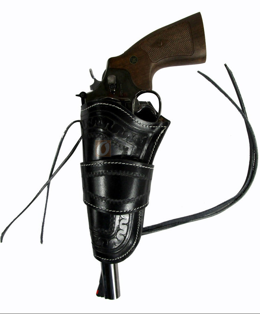 Colt Python .357 leather holster snake tooled close up view left handed