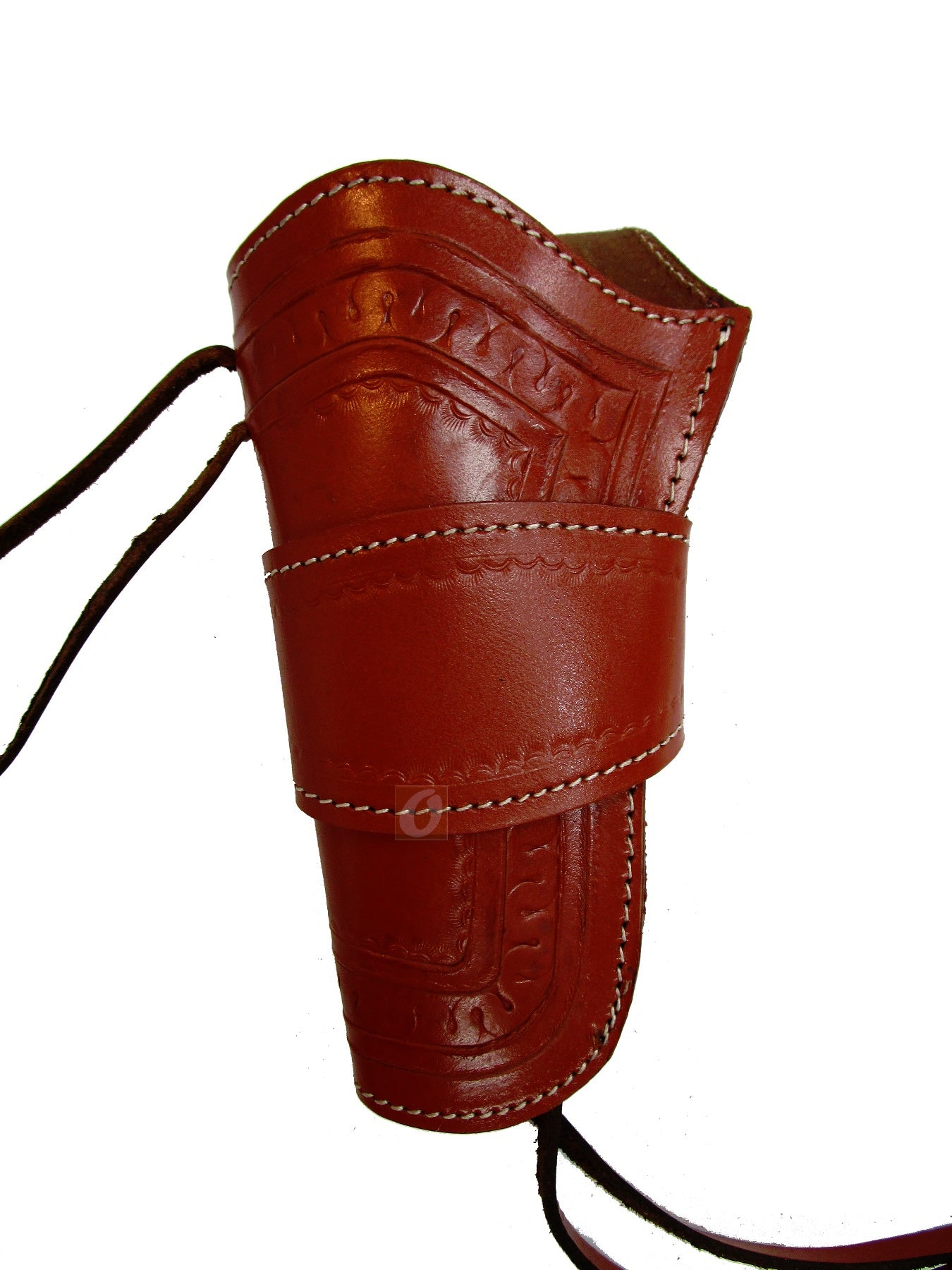 Classic red leather holster, designed to fit 1911 pistols, combining comfort, durability, and style for everyday use.