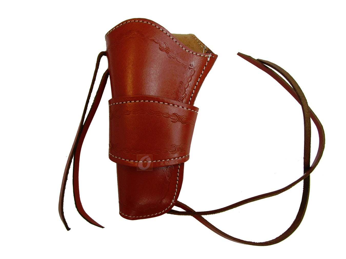 High-quality red leather holster with secure fit, designed to carry revolvers, long barrel models, and 1911 pistols with ease.