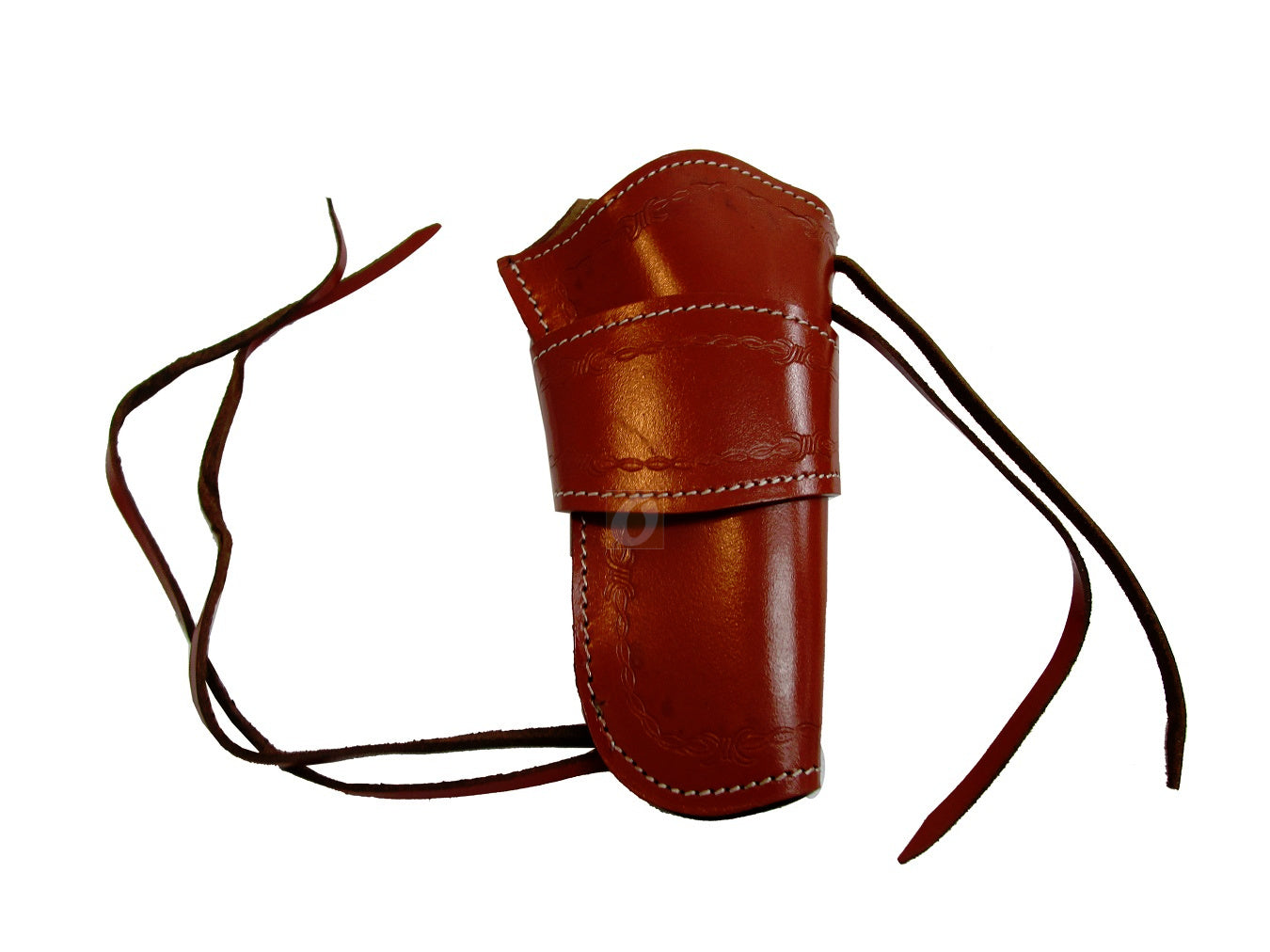 Handcrafted red leather holster, designed for revolvers, 1911 pistols, and long barrel models, offering a custom fit for optimal performance.