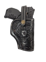 SR 22LR leather holster black color front view floral tooled