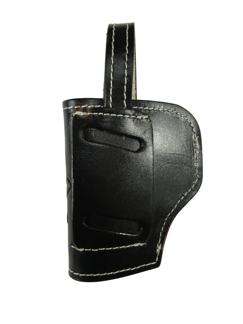 leather holster black color back view basket weave tooled