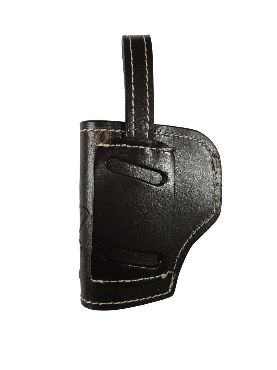 leather holster brown color back view basket weave tooled