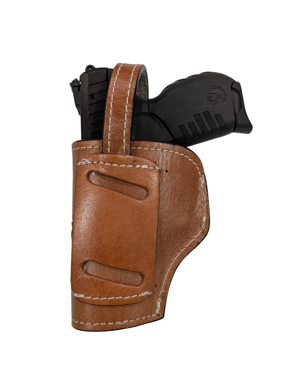 SR 22LR leather holster tan color back view floral tooled