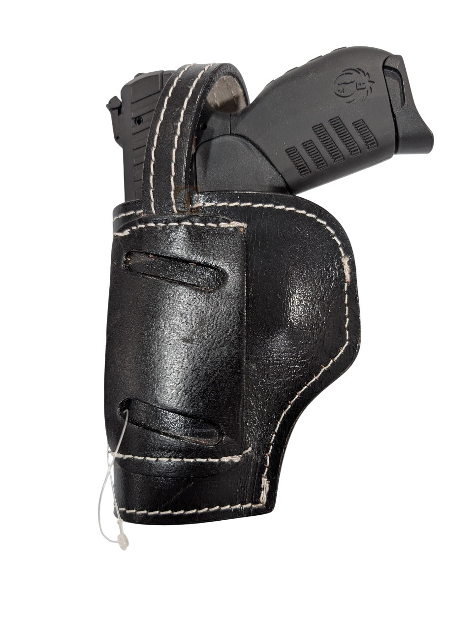 SR 22LR leather holster black color back view shell tooled