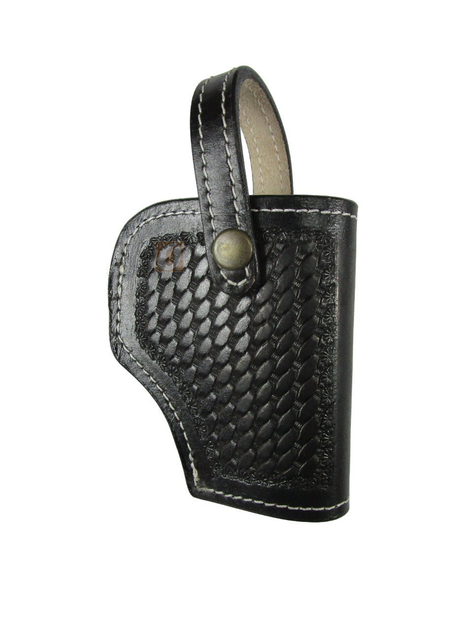 leather holster black color front view basket weave