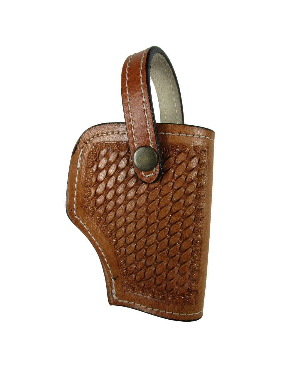 leather holster tan color front view basket weave