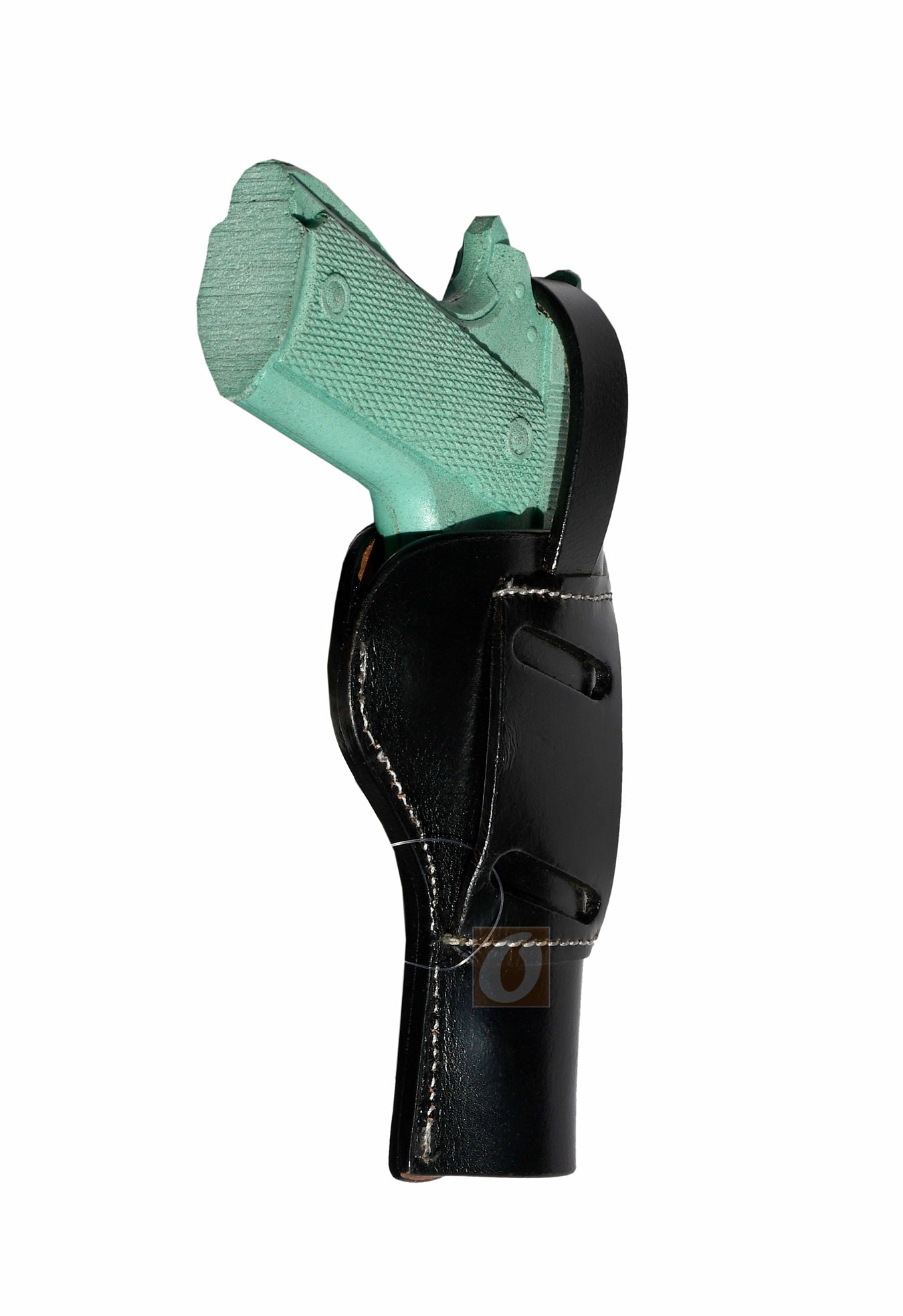 Side view of a Western-style 1911 holster, designed for fast draw and strong retention.