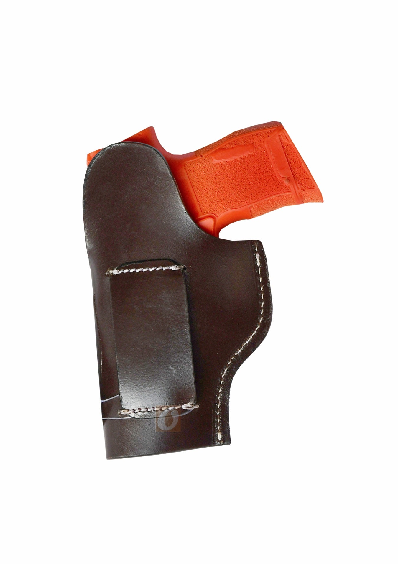 Handmade right-handed brown leather holster with floral tooling, crafted for Sig Sauer. A high-quality gun holster blending functionality and classic Western design.