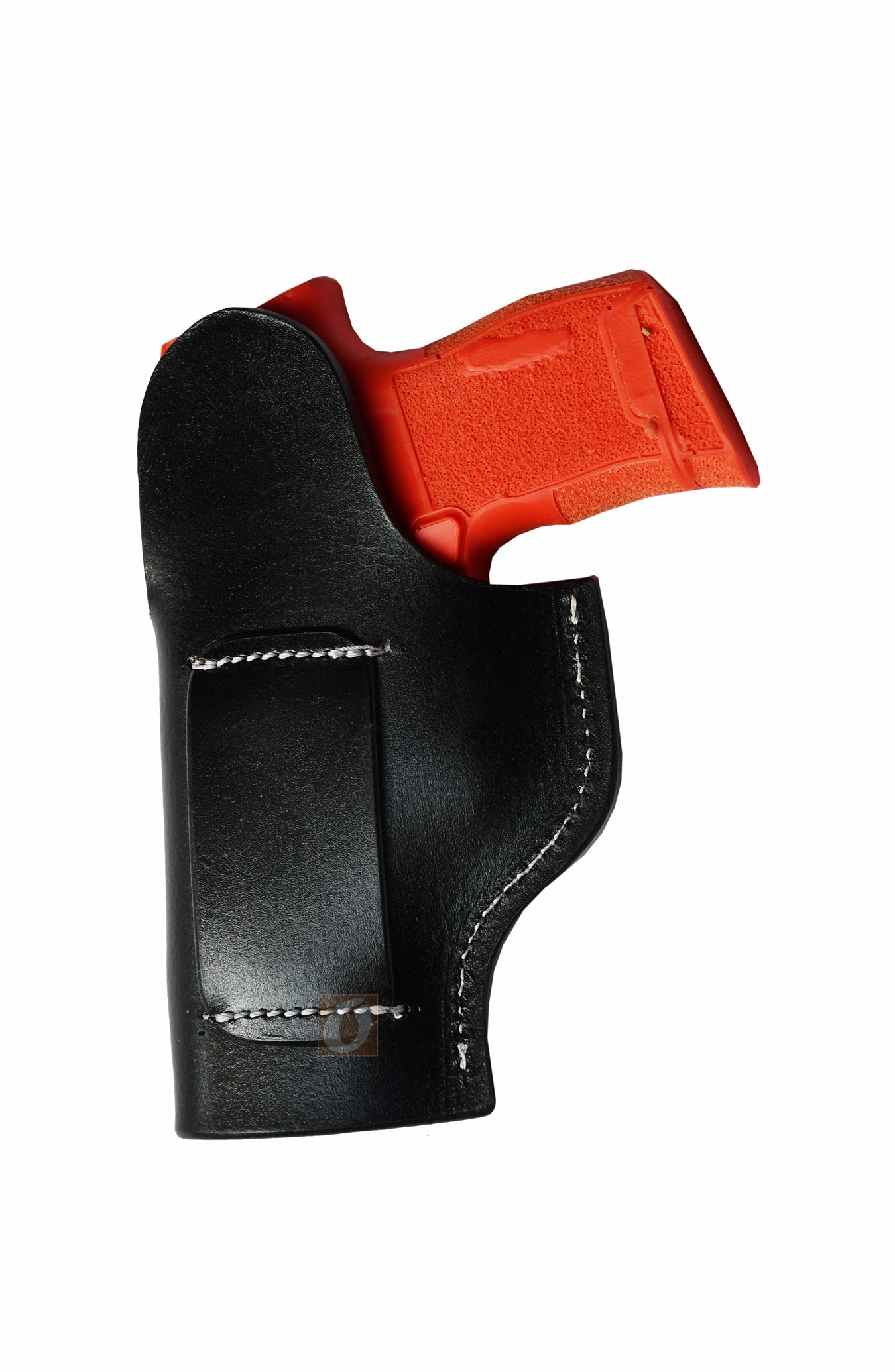 Western-style right-handed black leather holster with basket tooling, designed specifically for Sig P365. A durable and stylish holster offering a secure fit and timeless design.