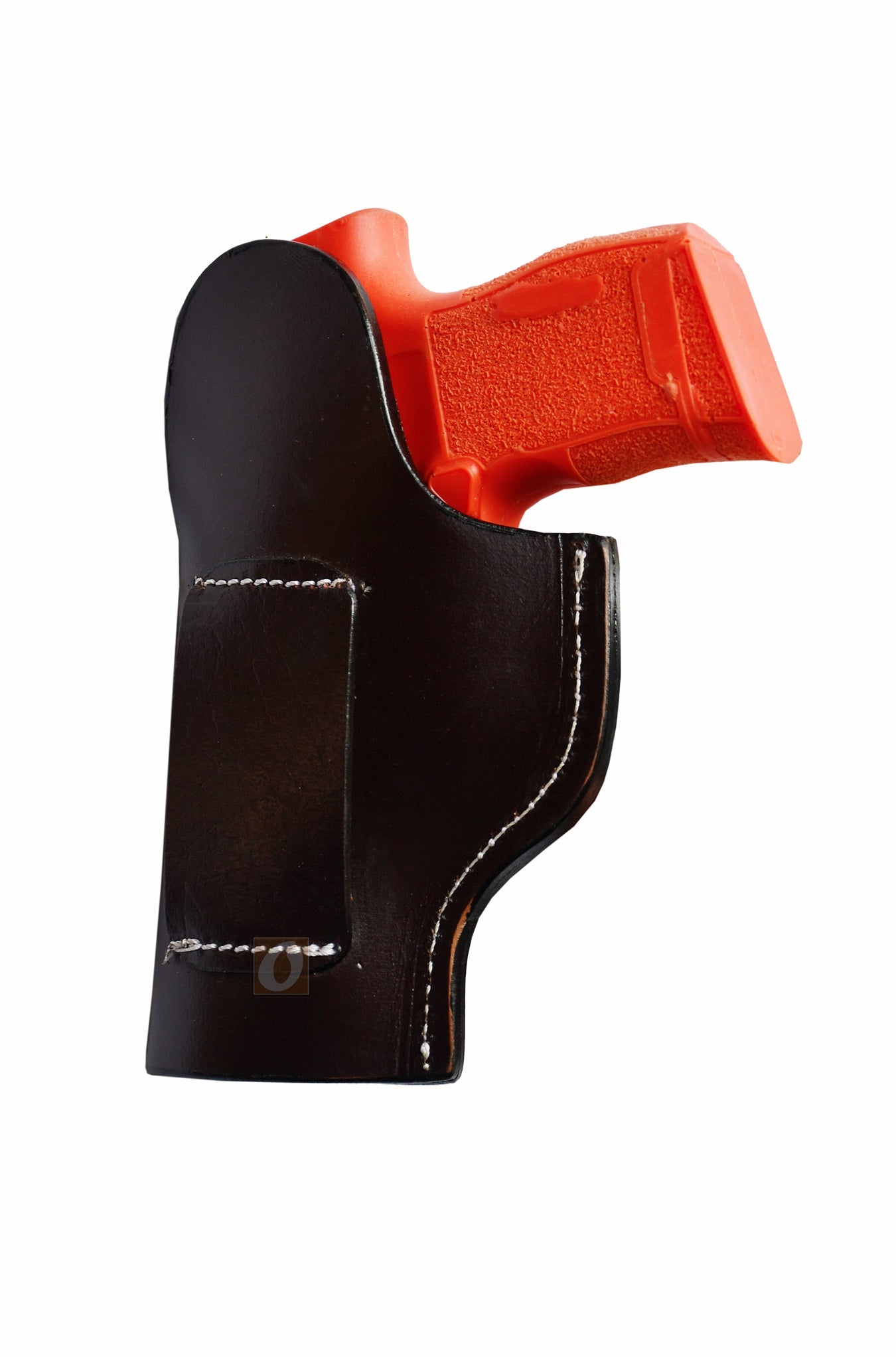 Right-handed basket tooled brown leather holster for Sig Sauer P365. A premium leather gun holster combining intricate basket tooling with Western-style craftsmanship for secure, stylish carry.