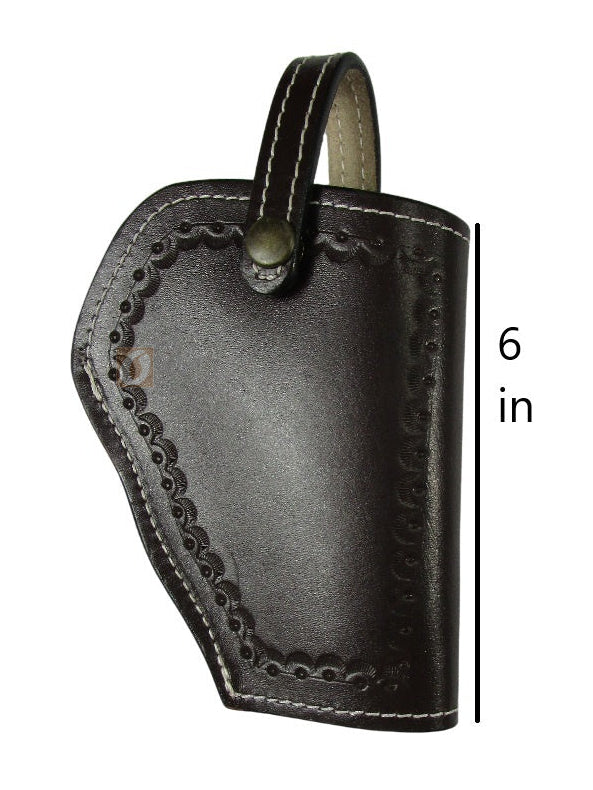 leather holster shell tooled brown color front view