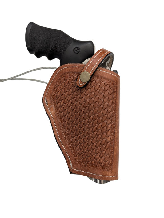 Ruger GP100 357 Mag Leather Holster 4.2 Inch Barrel Open Bottom