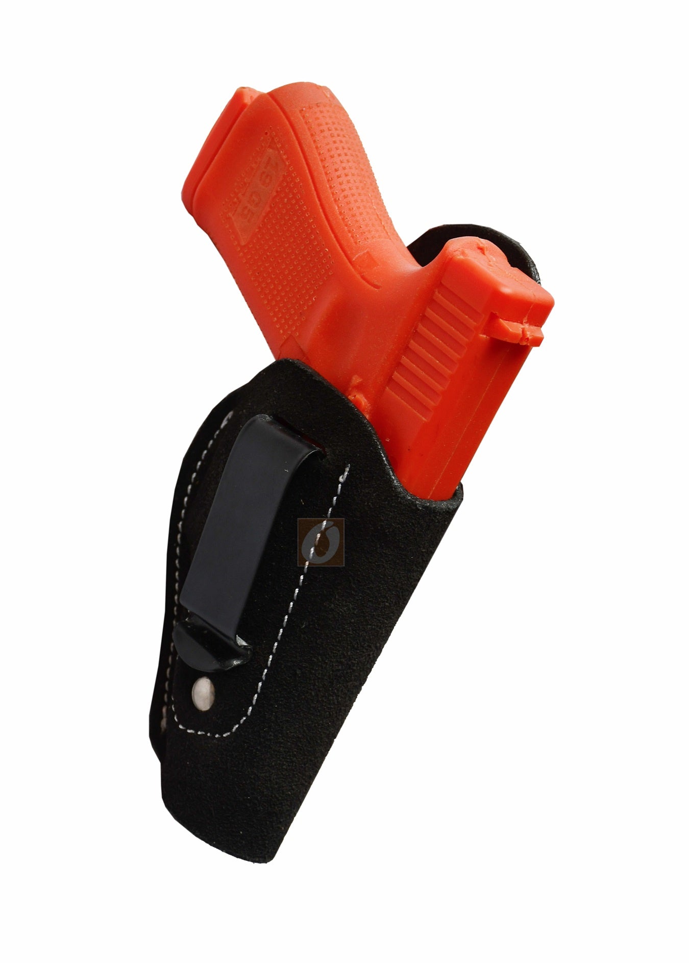 Black IWB soft leather holster – right-handed gun holster designed for Glock 17, Glock 19, Ruger SR Series, Smith & Wesson M&P Series, and Taurus. Premium concealed carry leather holster for comfort and security.