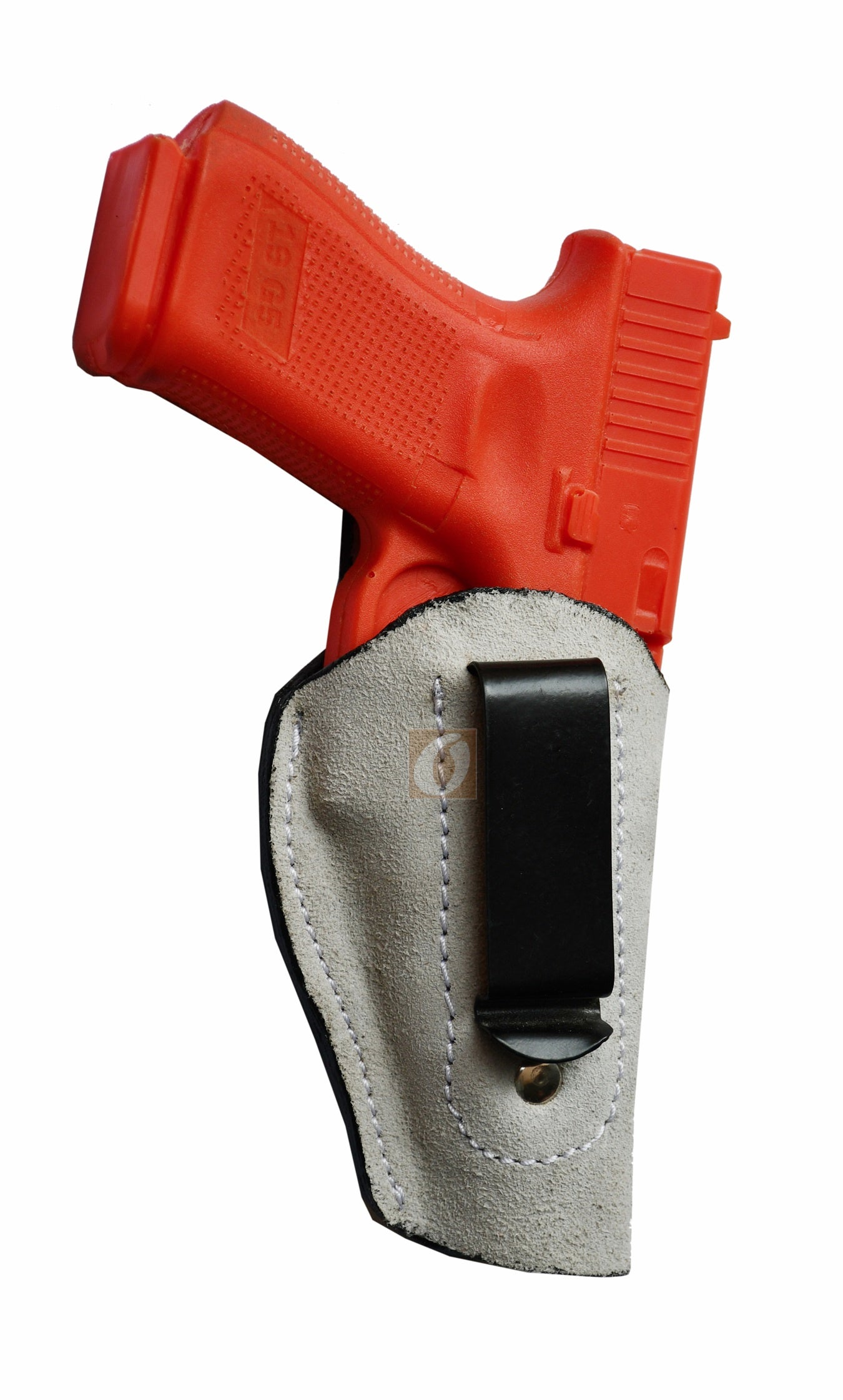 Beige soft leather IWB gun holster – right-handed design made for Glock 17, Glock 19, Ruger SR Series, Smith & Wesson M&P Series, and Taurus. Secure and stylish leather holster for everyday carry.