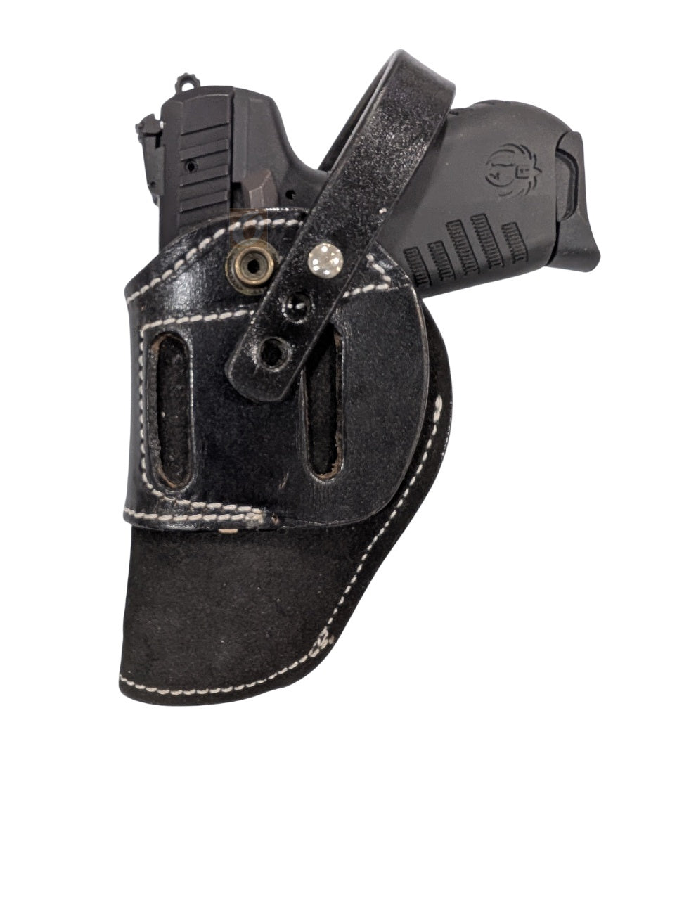 SR 22LR suede leather holster black color back view
